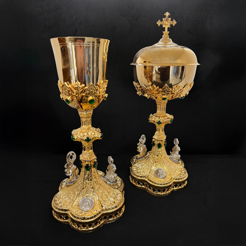 Conjunto de Cálice e Âmbula Templum Dei mod. B banhados a ouro