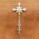 Cruz Processional Catedral banhada a níquel - haste lisa
