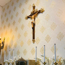 Crucifixo 120cm de Parede Ornado com Metal (banho de ouro)