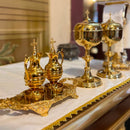 Conjunto Galheteiro Romano banhado a ouro