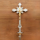 Cruz Processional Catedral banhada a níquel - haste lisa