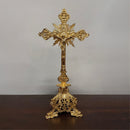 Crucifixo de Mesa/Altar Trabalhado 46cm banhado a ouro