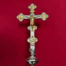 Cruz Processional Evangelista banhada a níquel - haste espiral