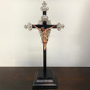 Crucifixo 53cm com Base Ornado com Metal banhado a níquel