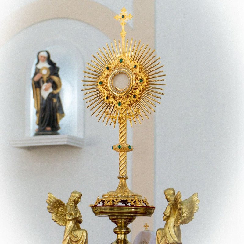 Ostensório Catedral com Pedras banhado a ouro