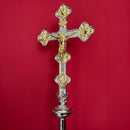 Cruz Processional Evangelista banhada a níquel - haste espiral
