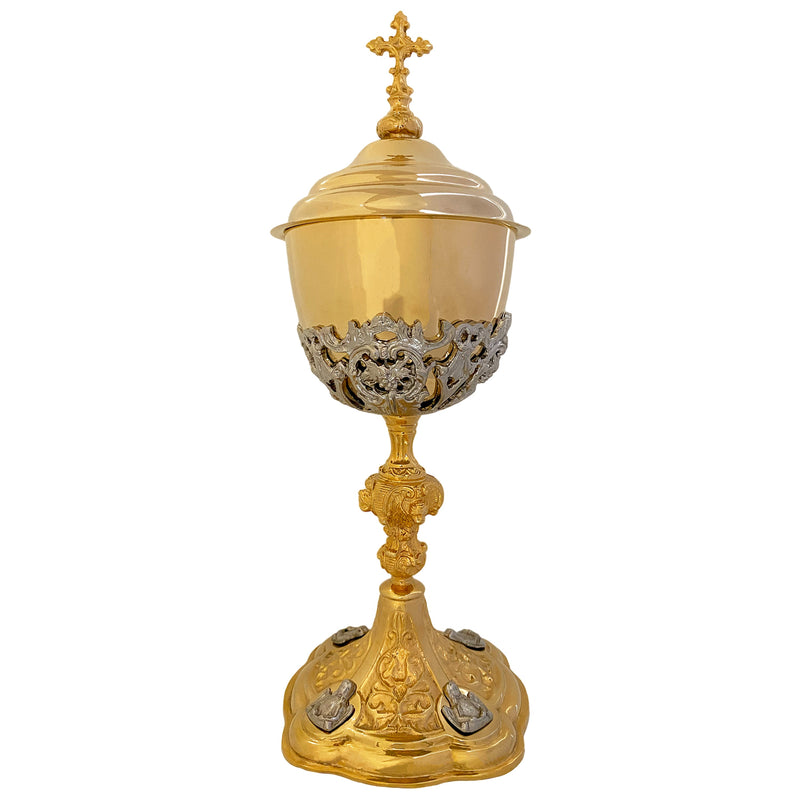 Conjunto de Cálice e Âmbula Querubim banhados a ouro
