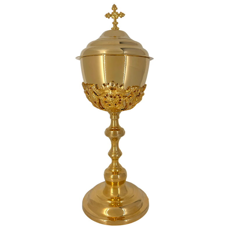 Conjunto de Cálice e Âmbula JHS com Grade banhados a ouro