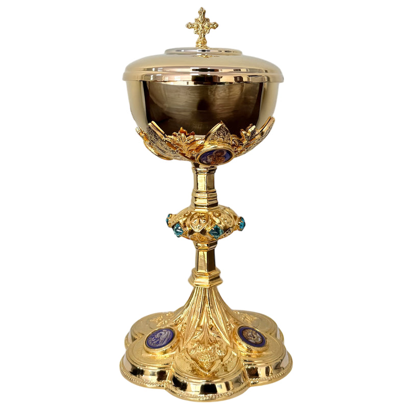 Conjunto de Cálice e Âmbula Pantokrator banhados a ouro