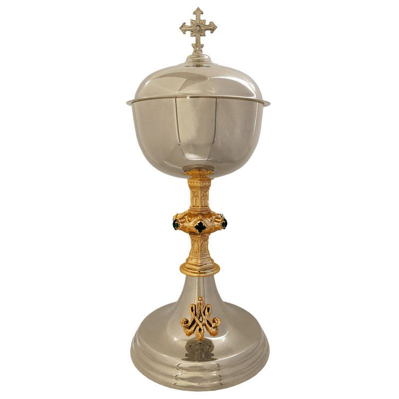 Conjunto de Cálice e Âmbula Santa Maria Mãe de Deus banhados a níquel