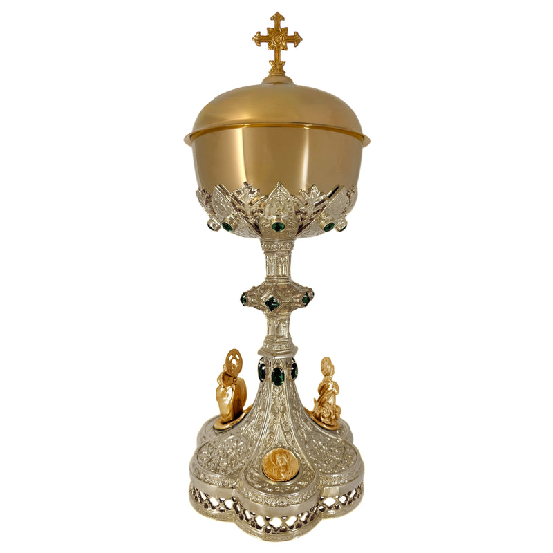 Conjunto de Cálice e Âmbula Templum Dei mod. B banhados a níquel