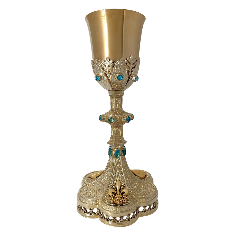Conjunto de Cálice e Âmbula Templum Dei mod. B banhados a níquel