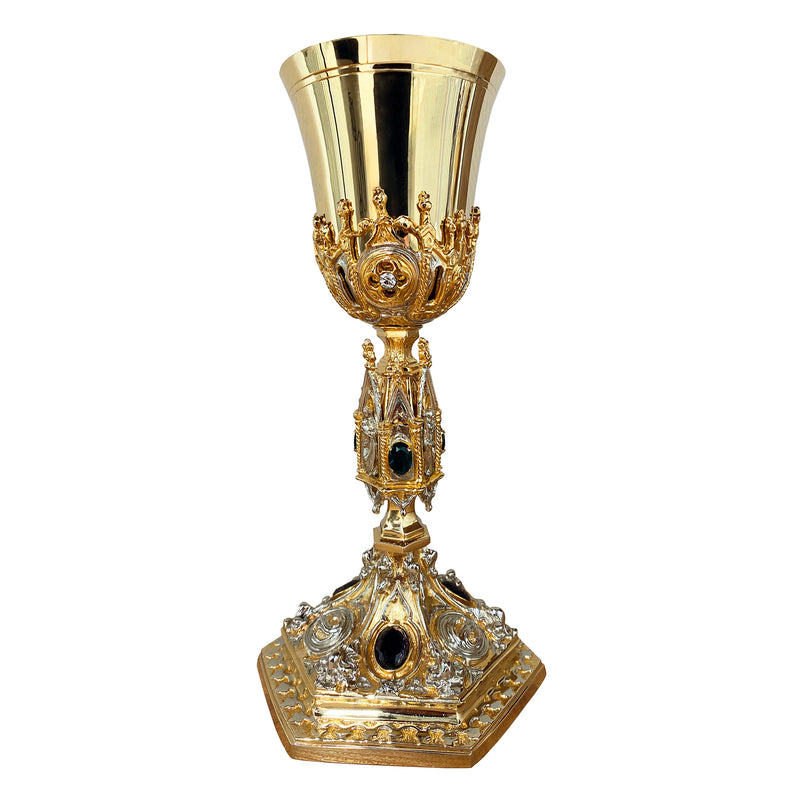 Conjunto de Cálice e Âmbula Virtudes em banho misto de ouro e níquel