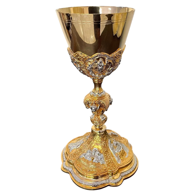 Cálice Vida de Cristo em banho misto de ouro e níquel