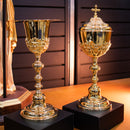 Conjunto de Cálice e Âmbula JHS com Grade banhados a ouro