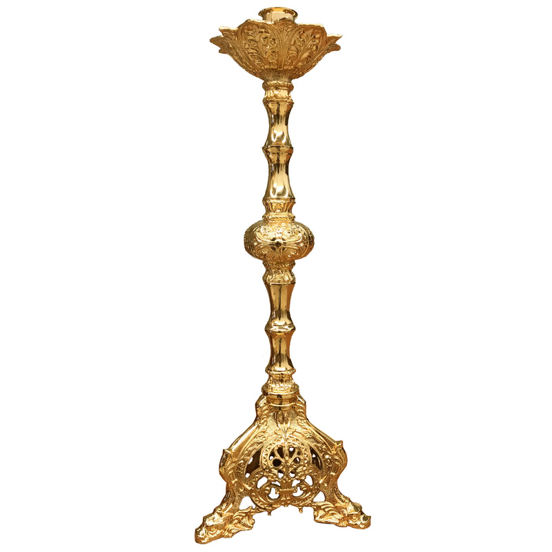 Castiçal Trabalhado banhado a ouro