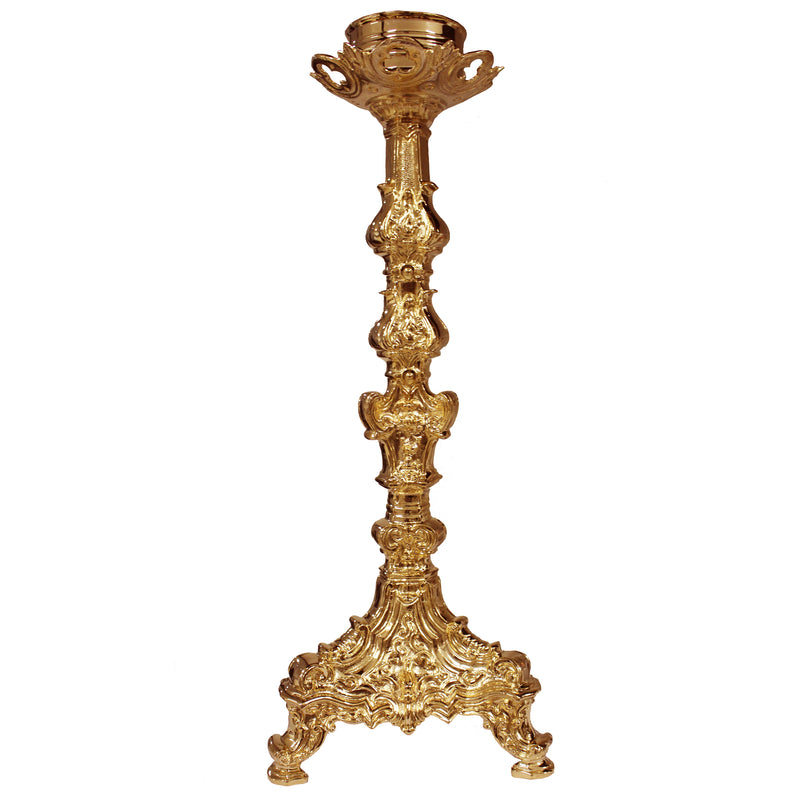 Castiçal Barroco Méd. banhado a ouro