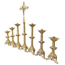 Conjunto de Castiçais Catedral Crescentes com Cruz banhado a ouro (7 Peças)