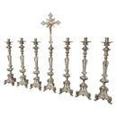 Conjunto de Castiçais Franceses com Cruz banhado a níquel (7 Peças)