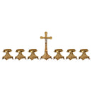 Conjunto de Castiçais Ovais para Donzela com Cruz banhado a ouro (7 Peças)