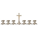 Conjunto de Castiçais Ovais para Donzela com Cruz banhado a níquel (7 Peças)