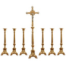 Conjunto de Castiçais Sagrada Família com Cruz banhado a ouro (7 Peças)