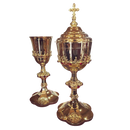 Conjunto de Cálice e Âmbula Gótico banhados a ouro