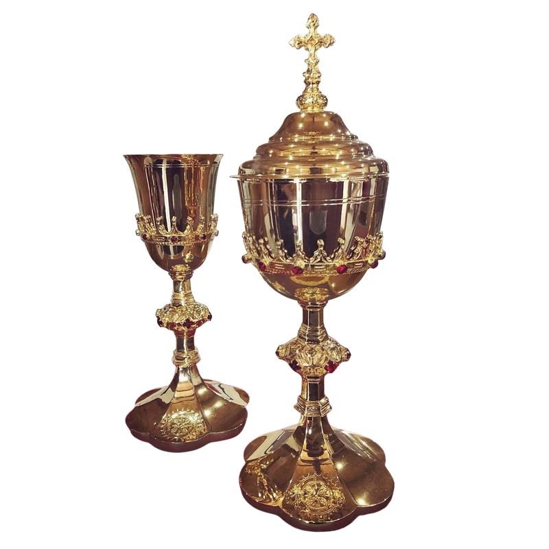Conjunto de Cálice e Âmbula Gótico banhados a ouro