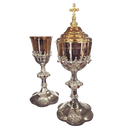 Conjunto de Cálice e Âmbula Gótico banhados a níquel
