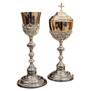 Conjunto de Cálice e Âmbula JHS com Grade banhados a níquel