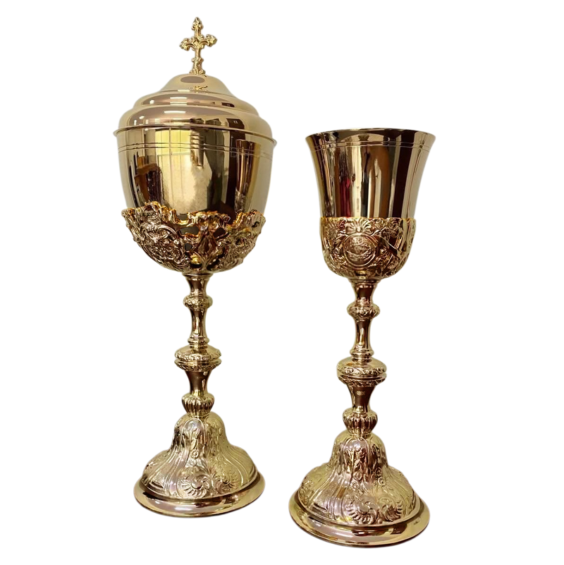 Conjunto de Cálice e Âmbula Neoclássico banhados a ouro