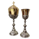 Conjunto de Cálice e Âmbula Neoclássico banhados a níquel