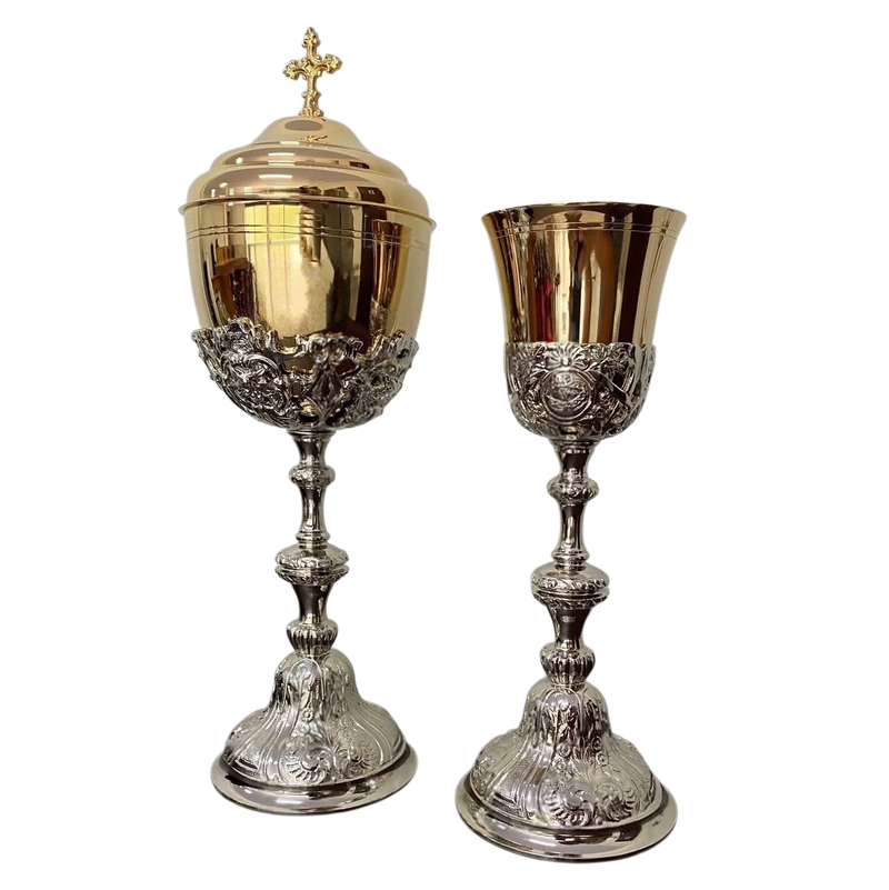 Conjunto de Cálice e Âmbula Neoclássico banhados a níquel