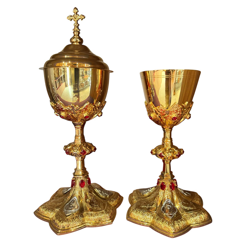 Conjunto de Cálice e Âmbula Notre-Dame banhados a ouro