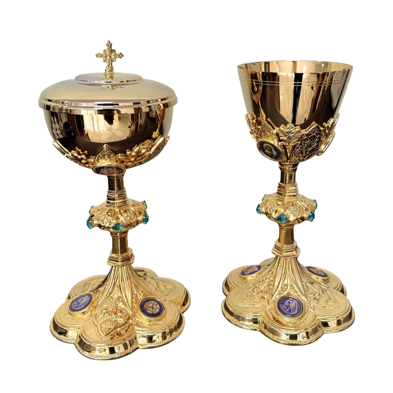 Conjunto de Cálice e Âmbula Pantokrator banhados a ouro