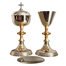 Conjunto de Cálice e Âmbula Santa Maria Mãe de Deus banhados a níquel