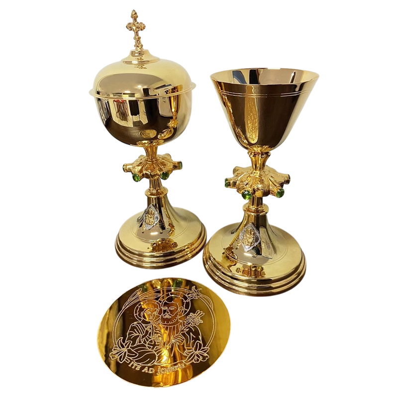 Conjunto de Cálice e Âmbula São José banhados a ouro