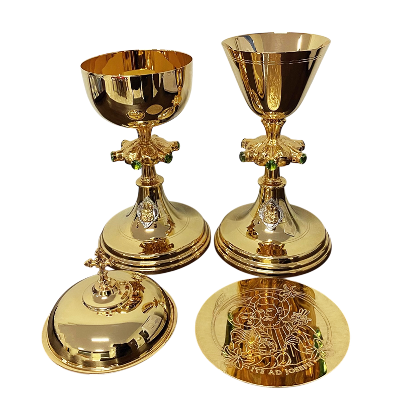 Conjunto de Cálice e Âmbula São José banhados a ouro