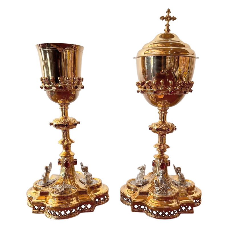 Conjunto de Cálice e Âmbula Vaticano banhados a ouro
