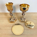 Conjunto de Cálice e Âmbula Virtudes em banho misto de ouro e níquel