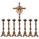 Conjunto de Castiçais em Resina 105cm com Cruz (7 Peças)