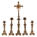 Conjunto de Castiçais em Resina com Cruz (5 Peças)