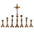 Conjunto de Castiçais em Resina com Cruz (7 Peças)