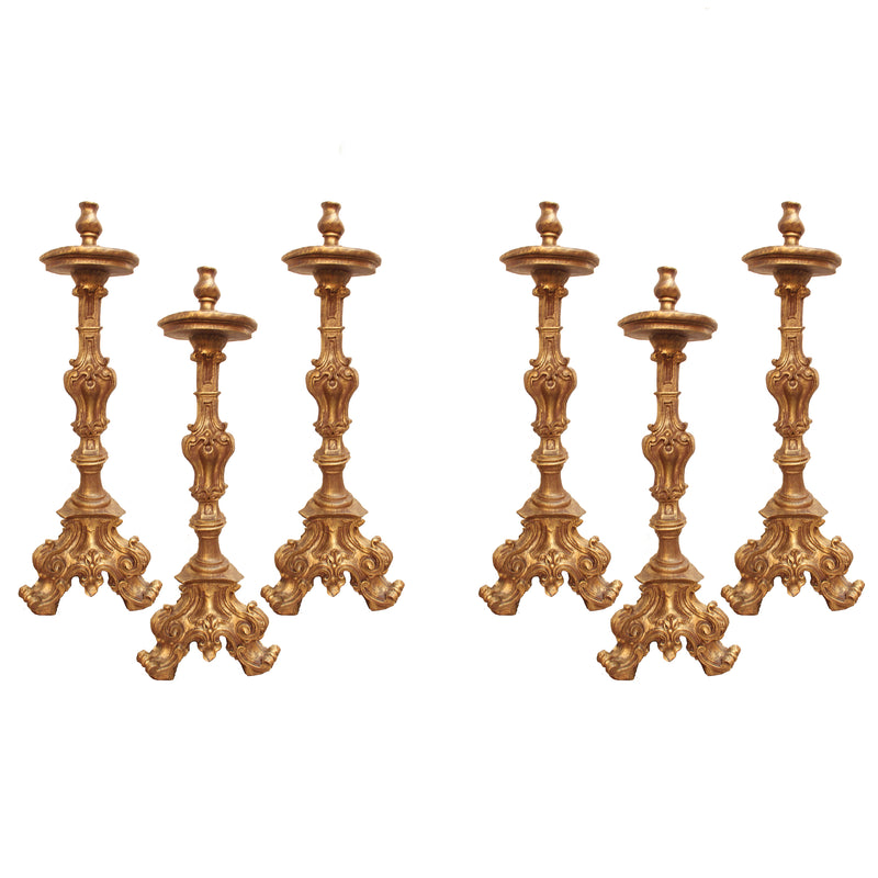 Conjunto de Castiçais Século XVII 70cm (6 Peças)
