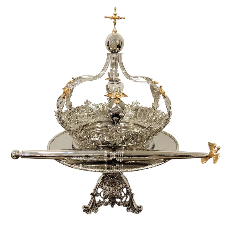Conjunto do Divino (Coroa, Salva e Cetro) banhado a níquel