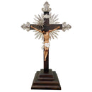 Crucifixo 103cm com Base Ornado com Metal banhado a níquel