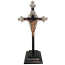 Crucifixo 53cm com Base Ornado com Metal banhado a níquel