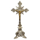 Crucifixo de Mesa/Altar Trabalhado 46cm banhado a níquel