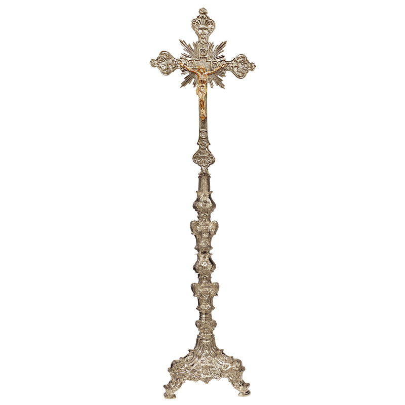 Cruz de Altar Barroca Grd. banhada a níquel