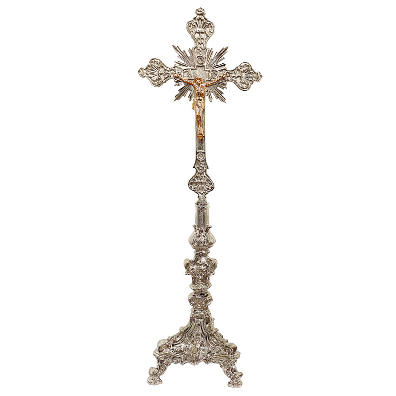 Cruz de Altar Barroca Peq. banhada a níquel